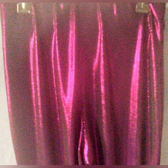 PAPEROC - Metallic Fushia on Black Lightweight Flare Bottom Pants - XS - Picture 10 of 13